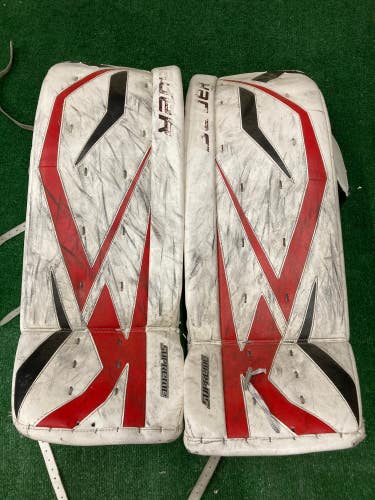 White Used 36" Senior Bauer Supreme One100 Goalie Leg Pads