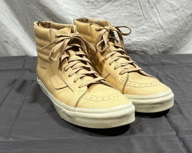 Vans Sk8-HI Reissue Tan Zip Vegan Leather High Top Sneakers US 10.5/12 EU 44