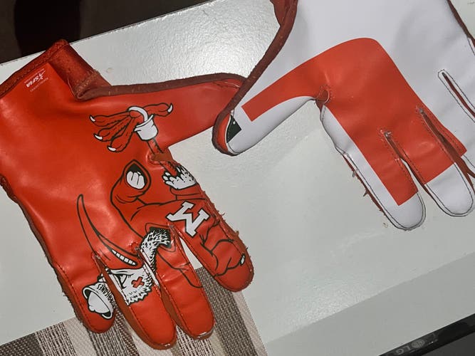 University Of Miami Game Worn Football Gloves Padded