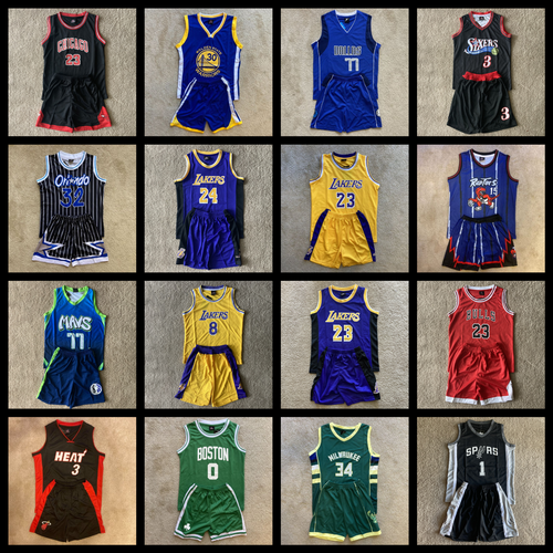 Boys 2T-XL 14-16 High-Quality Jersey Set Lakers Celtics Bucks Spurs 76ers LeBron Jordan Curry Tatum