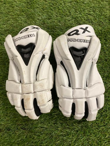 White Used Maverik Rome RX Lacrosse Gloves Large