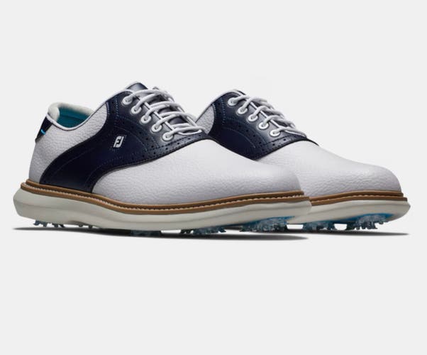 New Men's Blue And White Footjoy Traditions Golf Shoes