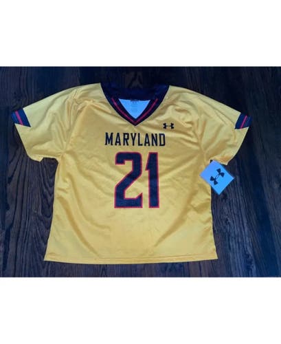 New Under Armour MARYLAND TERPS #21  Lacrosse Game Jersey LARGE