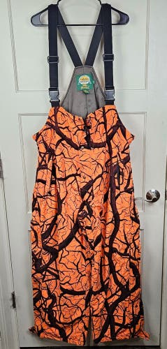 Cabelas Dry-Plus Mens XLT Blaze Orange Camo Insulated Hunting Bibs