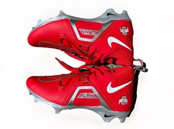 Nike Ohio State PE Alpha Menace Pro 3 Team Issued Football Red Cleats 10 VERY RARE