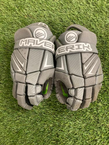 Gray Used Maverik MX Lacrosse Gloves 10"