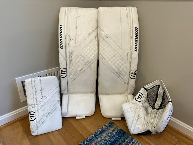 Warrior R/G6 Pro+ Pads Blocker G6 Glove Full Goalie Set 33+1.5 White