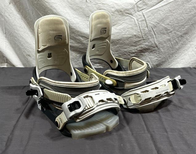 Salomon SP1 All-Mountain Snowboard Bindings Gray/White Size M/L Fast Shipping