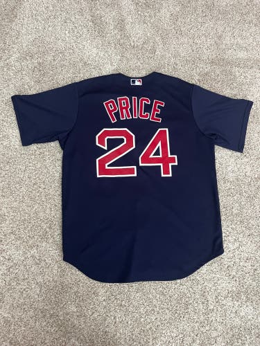 Navy Blue Large Majestic Red Sox David Price Jersey Used