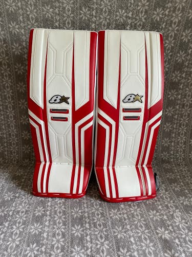 New Junior Brian’s OPTIK X3 Goalie Leg Pads Size 27”+1” Red/White