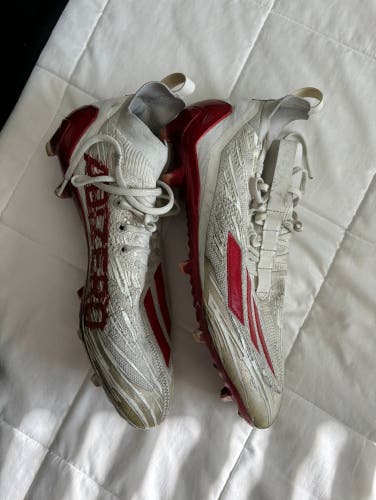 White Used Men's Low Top Molded Cleats Adizero