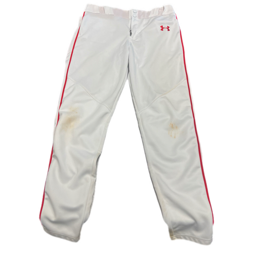 White Used Large Youth Men's Under Armour Game Pants