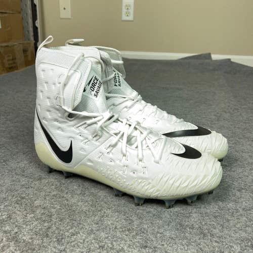 Nike Mens Football Cleat 15 White Black Shoe Lacrosse Force Savage Elite TD High