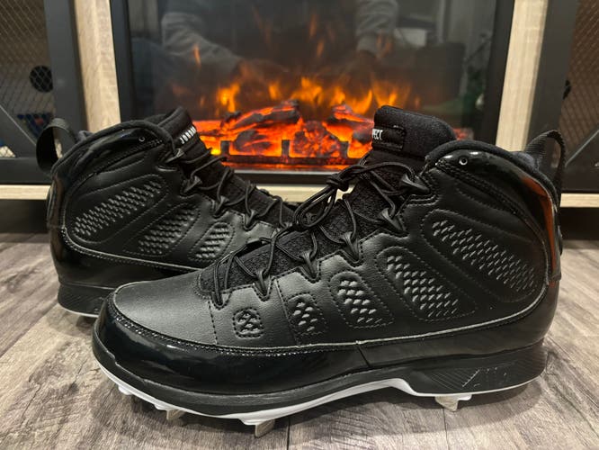 Nike Air Jordan IX 9 Metal RE2PECT Black Baseball Cleats Mens Size 11.5 Rare!!!