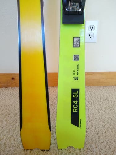 Used 2023 Fischer 158 cm RC4 World Cup SL Skis With Bindings Max Din 17 (Womens FIS)