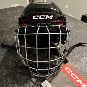 New Youth CCM Tacks 70 Helmet w/ Cage and Tags - Black Helmet Gray Cage