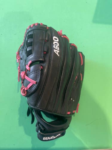 Black Used Wilson A600 Left Hand Throw Infield Softball Glove 12.5"