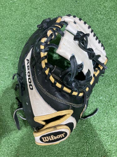 Black Used Wilson A2000 Right Hand Throw First Base Softball Glove 12"