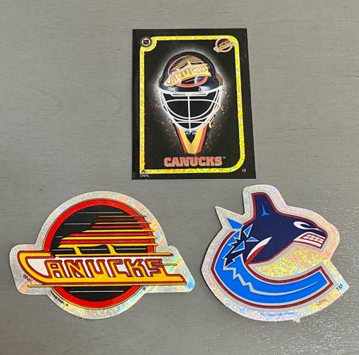 VANCOUVER CANUCKS VINTAGE 1990s NHL HOCKEY VENDING CARD STICKER LOT