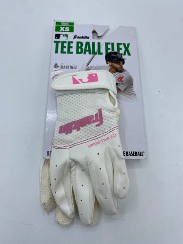 Franklin Tee Ball Flex Batting Gloves White/Pink Teeball XS