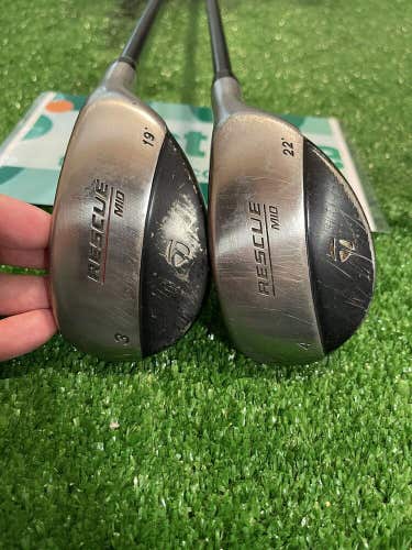 Taylormade Burner Rescue Mid 3-4 Hybrids Set Stiff Graphite Shafts