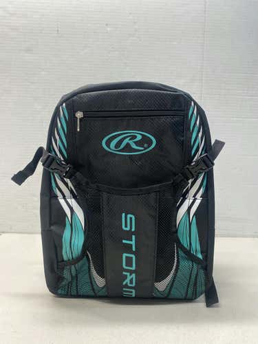 New Rawlings Storm Black And Teal Softball Backpack