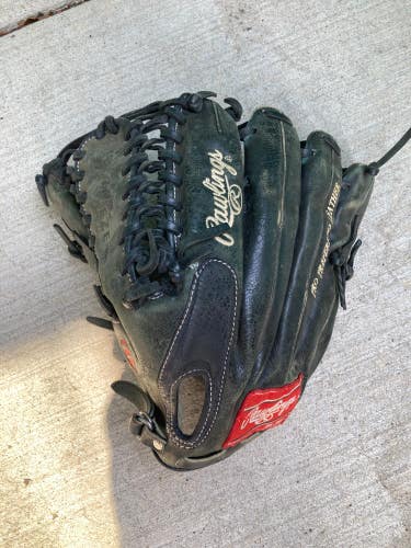 Black Used Rawlings Pro Preferred Left Hand Throw Outfield Baseball Glove 12.75"