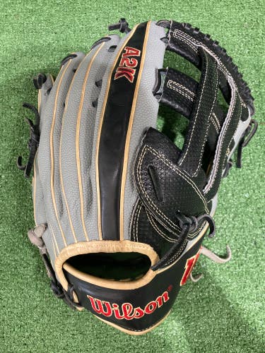 Black Used Wilson A2K 1799 Right Hand Throw Outfield Baseball Glove 12.75"