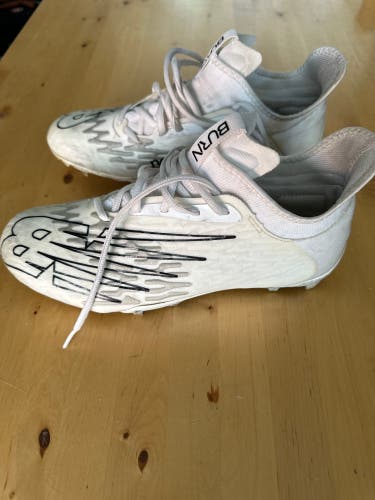 New Balance White Unisex Molded Cleats Mid Top Burn X3 Lax Lacrosse New In Box 8.5