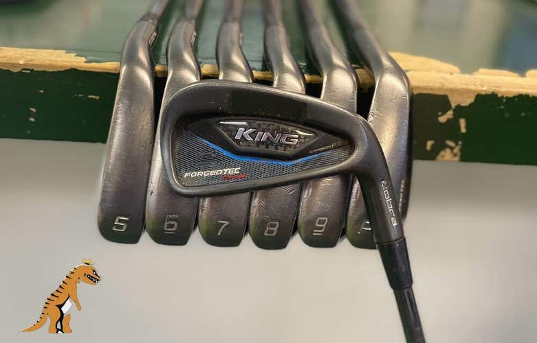 Used RH Cobra King Forged Tec One Black Iron Set 4-P KBS $-Taper 120 Black Stiff