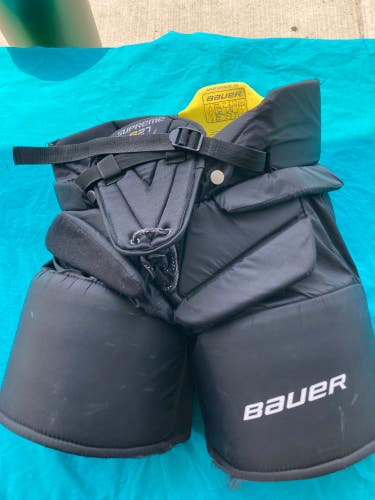 Black Used Junior Large Bauer supreme s27 Hockey Goalie Pants