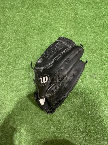 Black Used Adult Wilson A360 Right Hand Throw Outfield Softball Glove 14"