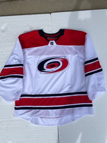 Carolina Hurricanes Team Issued White Used Goalie Cut 60G Adidas Jersey