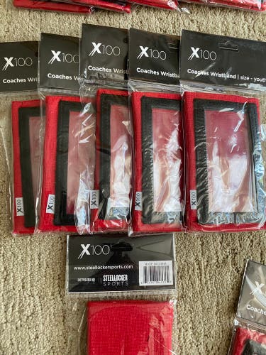 Brand new Red X100 coaches  wristbands total of 22