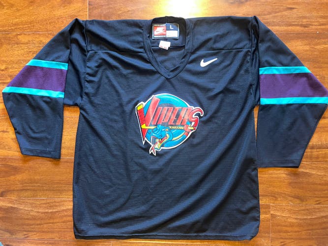 Vintage Nike Detroit Vipers Black Hockey Jersey Size Large - MiC IHL NHL