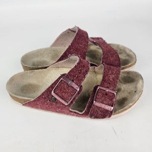 Birkenstock Arizona Rivet Burgundy Felt Wool Sandals Women's Size: 36 / 5
