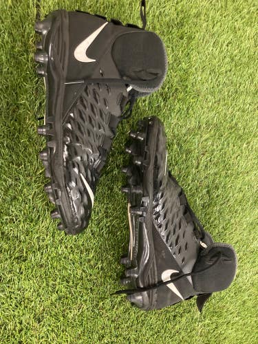 Black Used Size 12 (Women's 13) Adult Men's Nike Force Savage Pro 2 High Top Cleats Molded Cleats