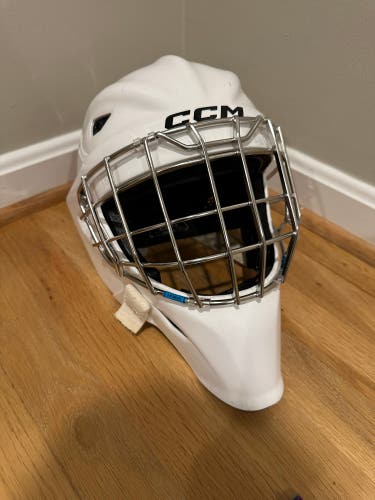 CCM Axis XF Pro Goalie Mask Certified Cage Senior Small White