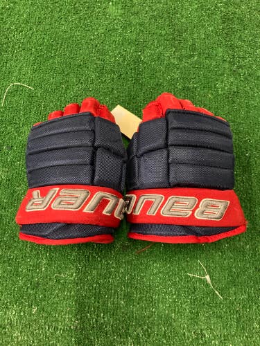 Blue Used Senior CCM Team Pro Ohio’s AAA Blue Jackets  Model Gloves 12"