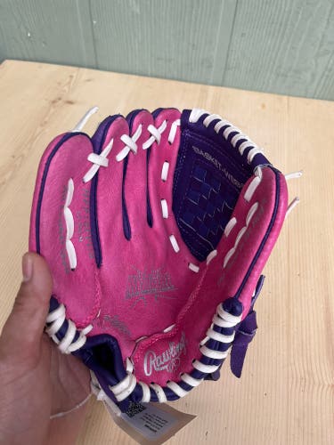 Pink & Purple Used Rawlings Highlight Left Hand Throw Softball Glove 10"