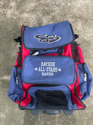 Red & Blue Used Boombah Bags & Batpacks Player Rolling