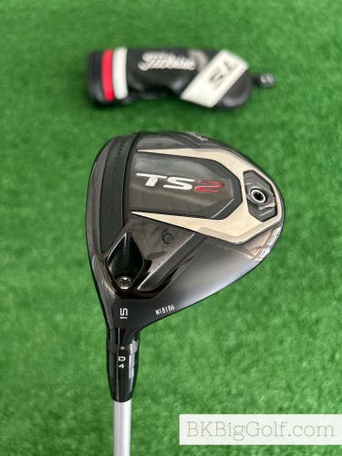 LH Titleist TS2 15 Degree 3 Wood w Headcover / Stiff