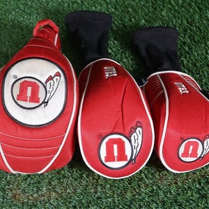 UNIVERSITY OF UTAH UTES 3 HEADCOVERS SET DRIVER, FAIRWAY WOOD, HYBRID RED/WHITE