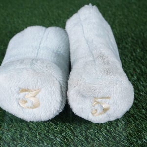 UNBRANDED HEADCOVER SET 3 + 5 FAIRWAY WOODS LIGHT BLUE + GOLD ~ L@@K!!