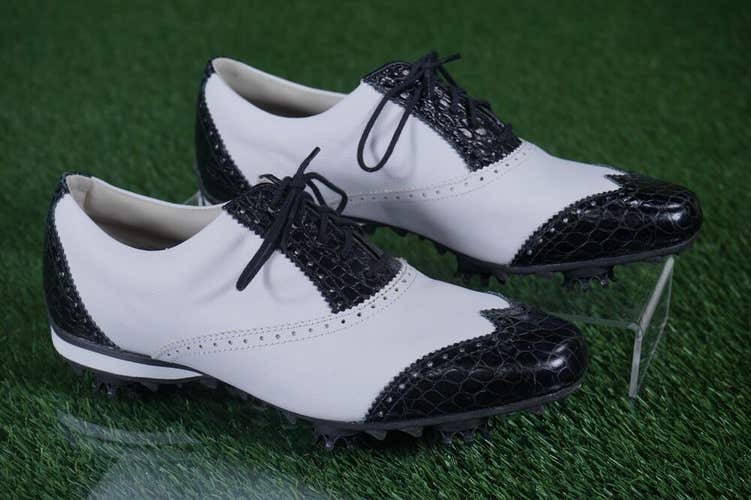 FOOTJOY LOPRO WINGTIP WOMEN'S 8.5M GOLF SHOES, WHITE / BLACK ~ 97217