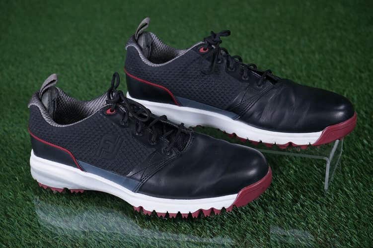 FOOTJOY CONTOUR FIT MEN'S 7M GOLF SHOES, BLACK / RED ~ 54098 ~ L@@K!!