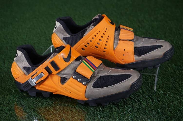 VINTAGE SPD NIKE ACG MENS  10 BICYCLE MOUTAIN BIKING CYCLING SHOES, ORANGE/GRAY