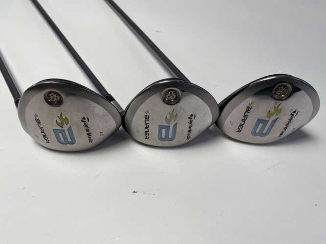 TaylorMade Burner 2008 Wood Set 3 5 7 | 15* 18* 21* REAX SuperFast 49g Ladies RH