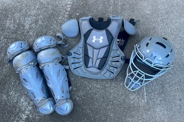 Used JRP Gray Intermediate Under Armour Catcher's Set With Bag