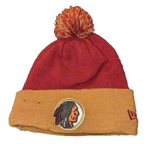 Washington Redskins Throwback New Era NFL Pom Beanie Winter Hat Cap Wool Inside